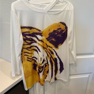 White Tiger Graphic Long Sleeve Top